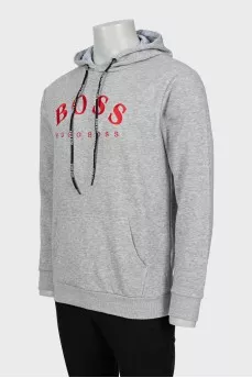 Men's hoodie with embroidered logo and tag