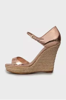 Leather wedge sandals