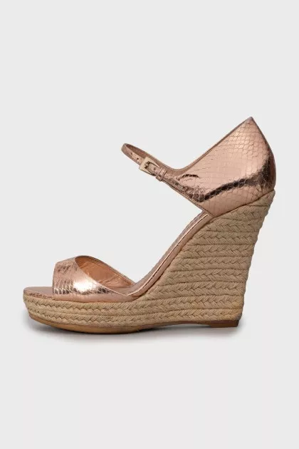 Leather wedge sandals