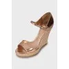 Leather wedge sandals