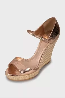 Leather wedge sandals