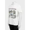White Shift T-shirt with Print