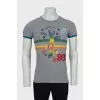 Men's T-shirt with print and patches