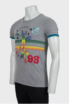 Men's T-shirt with print and patches