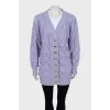 Purple buttoned cardigan with tag