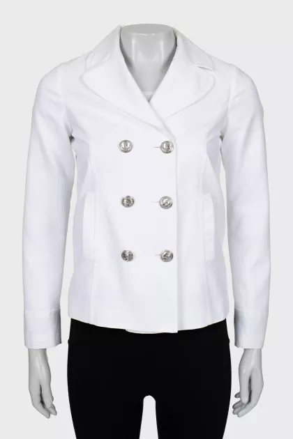 White jacket with silver buttons
