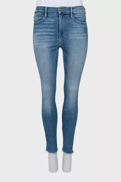 Skinny fit jeans with raw hem