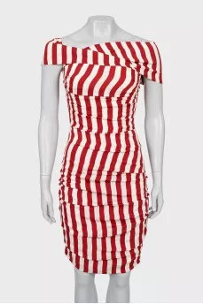 Striped dress with drapery