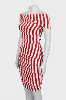 Striped dress with drapery