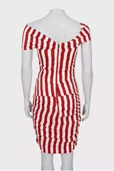 Striped dress with drapery