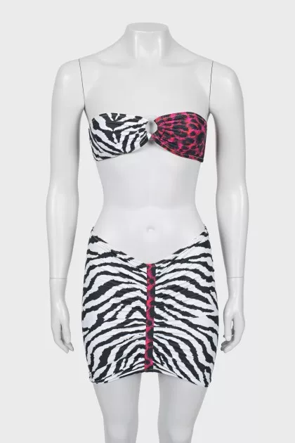 Animal print swimsuit with tag