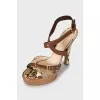 Python leather high heel sandals