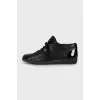 Leather sneakers with patent toe