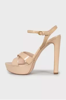 Patent open toe sandals