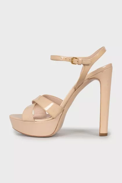 Patent open toe sandals
