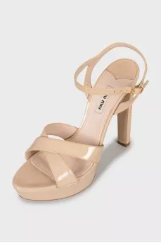 Patent open toe sandals