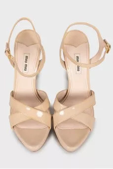 Patent open toe sandals