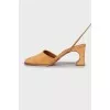 Suede mules with ties