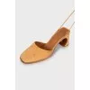Suede mules with ties