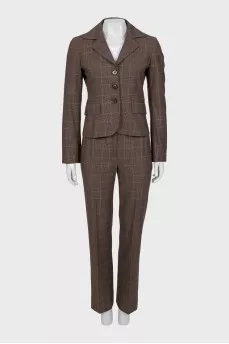 Wool suit with check trousers