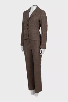 Wool suit with check trousers