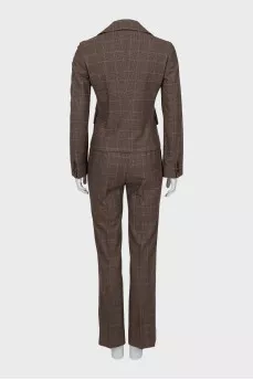 Wool suit with check trousers