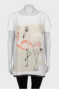 Straight-fit T-shirt with silk insert
