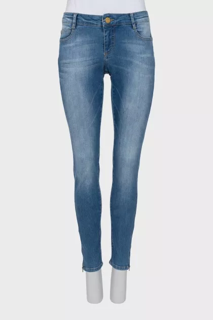 Skinny fit jeans with bottom zip