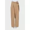 Beige high-waisted trousers