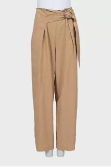 Beige high-waisted trousers