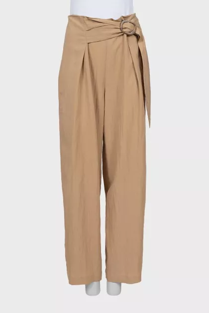Beige high-waisted trousers