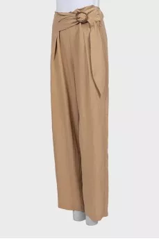 Beige high-waisted trousers