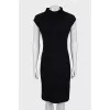 Black wool dress with short sleeves