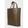 Leather shopper bag with tag