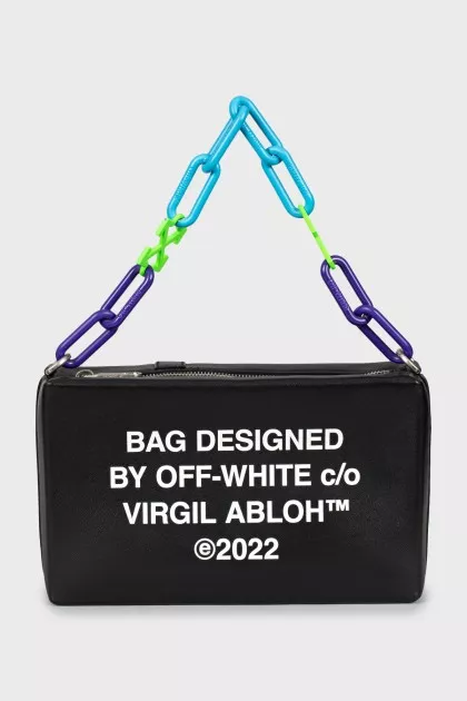 Men's leather bag with metal strap