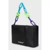 Men's leather bag with metal strap