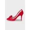 Velor shoes with removable decor