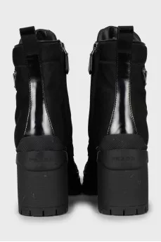 Textile ankle boots with brand logo