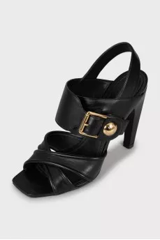 Leather sandals with gold buckle