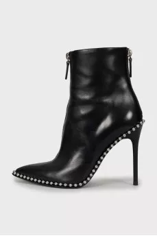 Leather ankle boots with metal beads