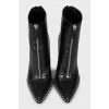 Leather ankle boots with metal beads