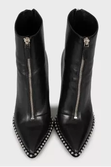 Leather ankle boots with metal beads