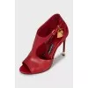 Red leather ankle boots