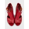 Red leather ankle boots