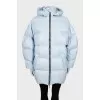 Light blue down jacket with hood