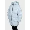 Light blue down jacket with hood