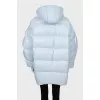 Light blue down jacket with hood