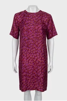 Printed silk shift dress