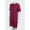 Printed silk shift dress