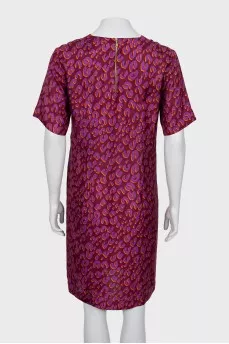Printed silk shift dress